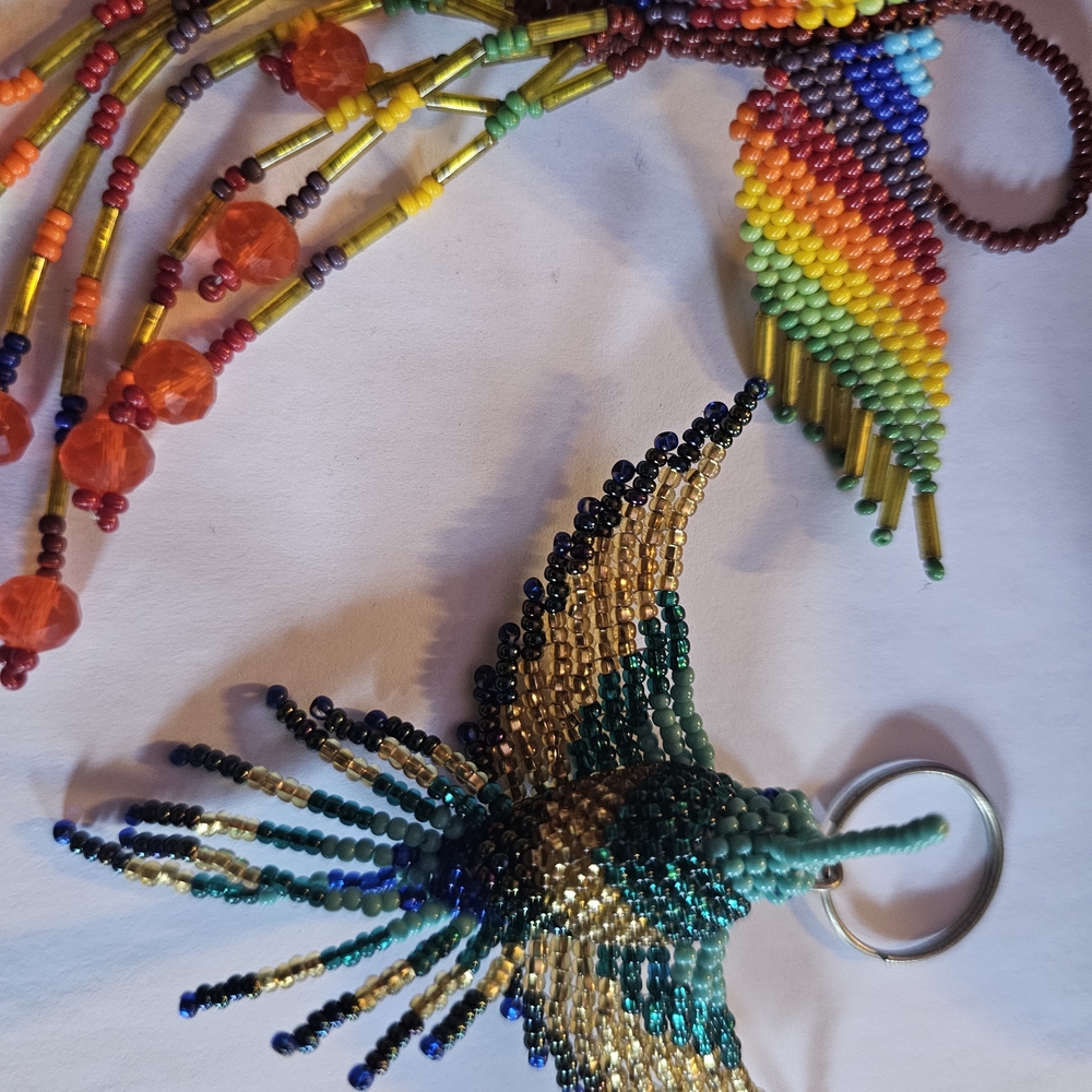 Colorful Beaded Bird Keychain - Picture 9 of 12